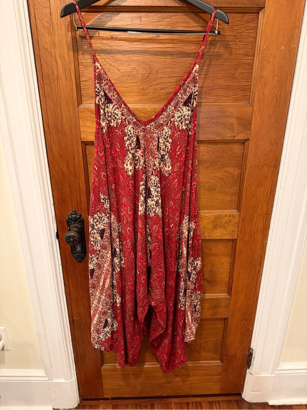 Anthropologie Red Printed Sleeveless Jumpsuit